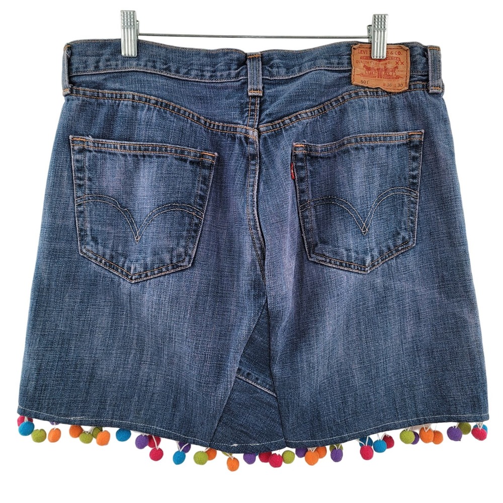 Levi's Jean Skirt Size 36 (16) Repurposed Denim 501 Upcycled - Picture 1 of 4